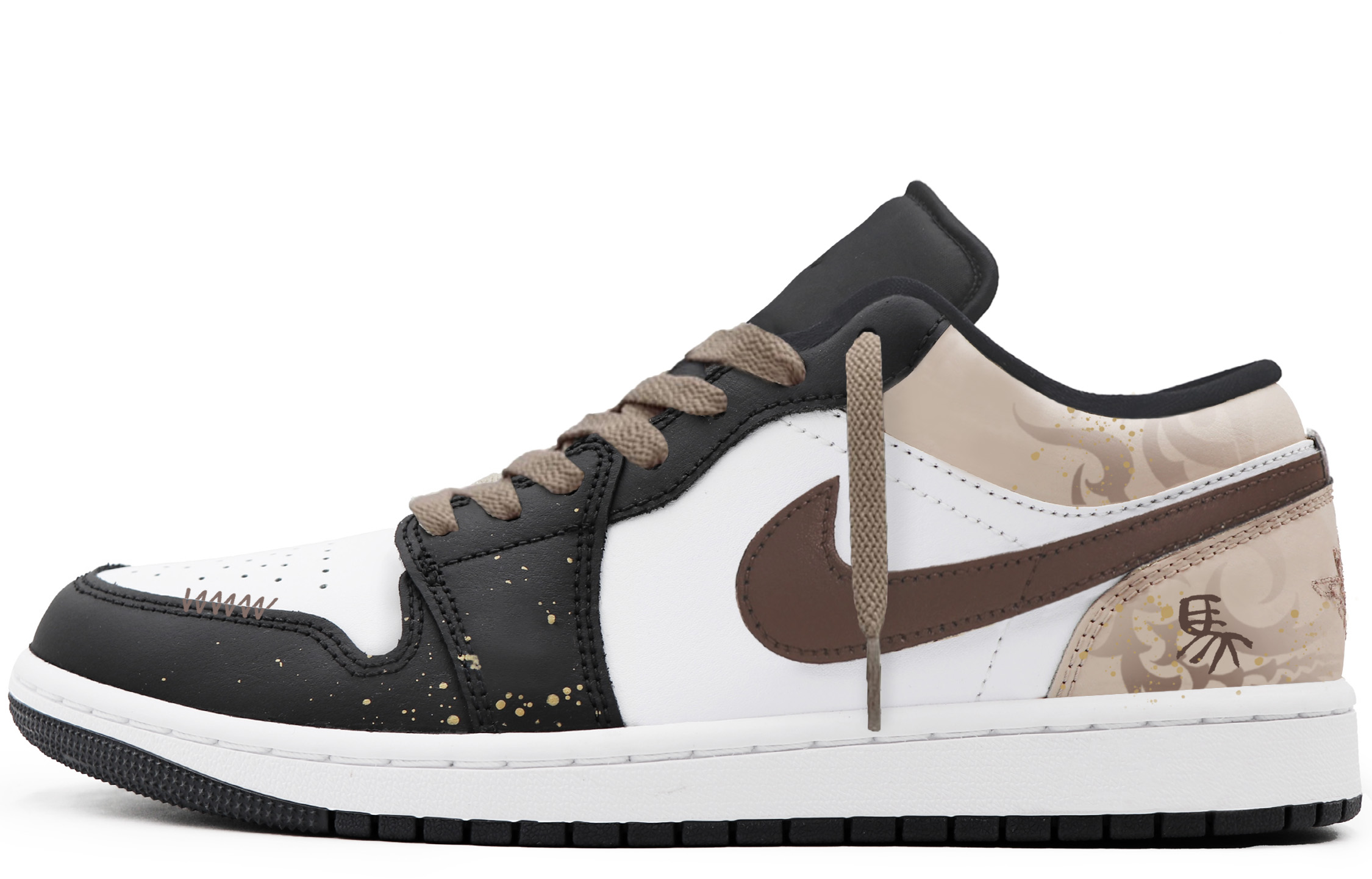 

Jordan Кроссовки Air 1 Height Increasing Low top Vintage мужские черно-бело-коричневые