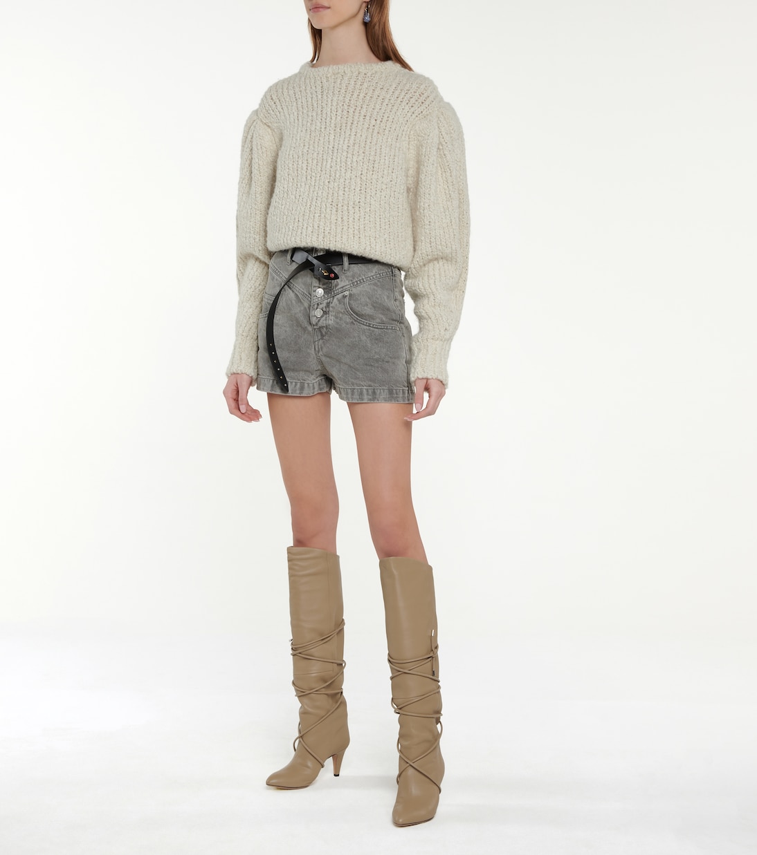 Сапоги Lades из кожи до колена Isabel Marant, бежевый — фото 2