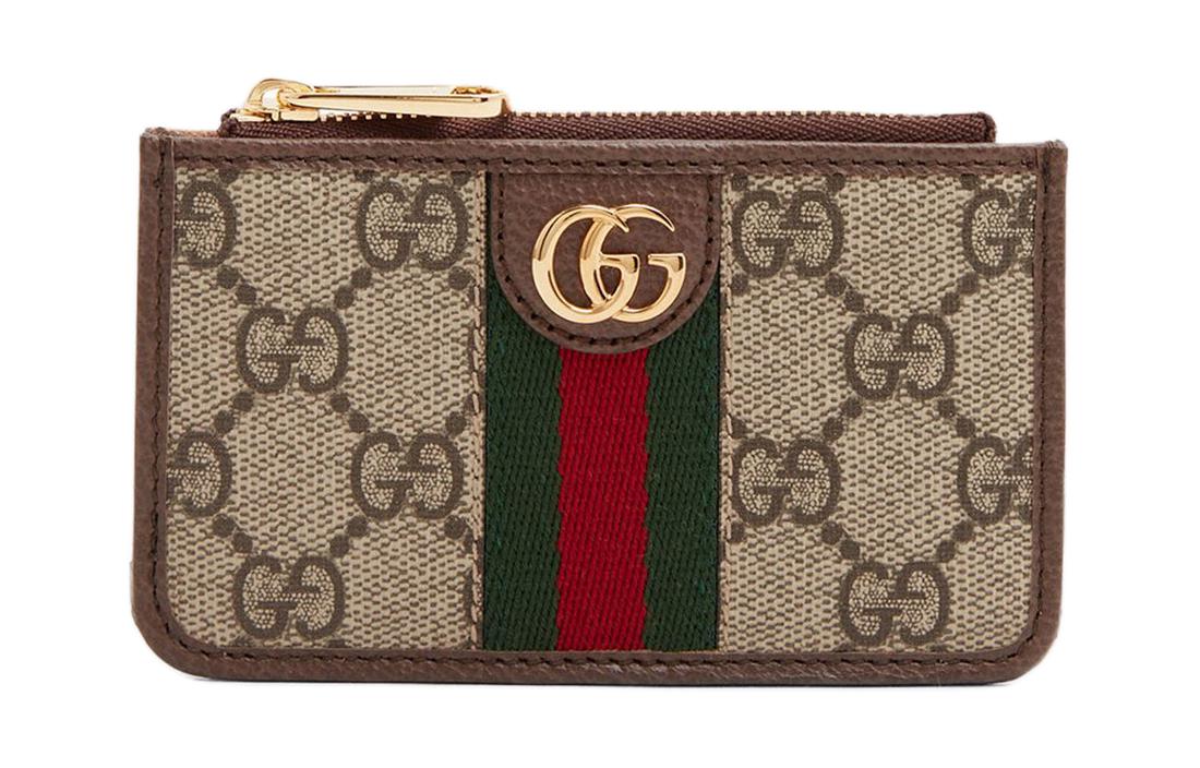 

GUCCI Офидия холщовый кожаный картхолдер унисекс черно-коричневый