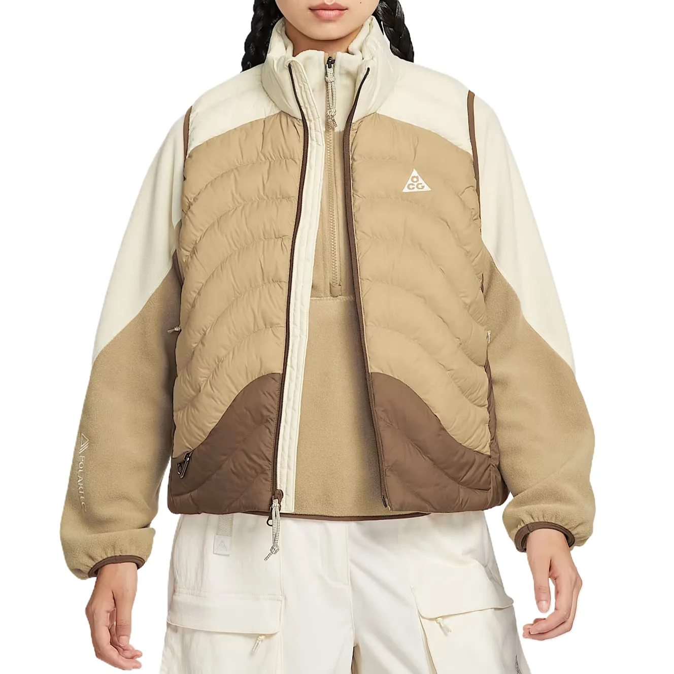 Женская жилетка Therma Fit Adv Lava Flow Nike, Light Khaki/Apricot Tea Brown/Light Khaki/Mountain White
