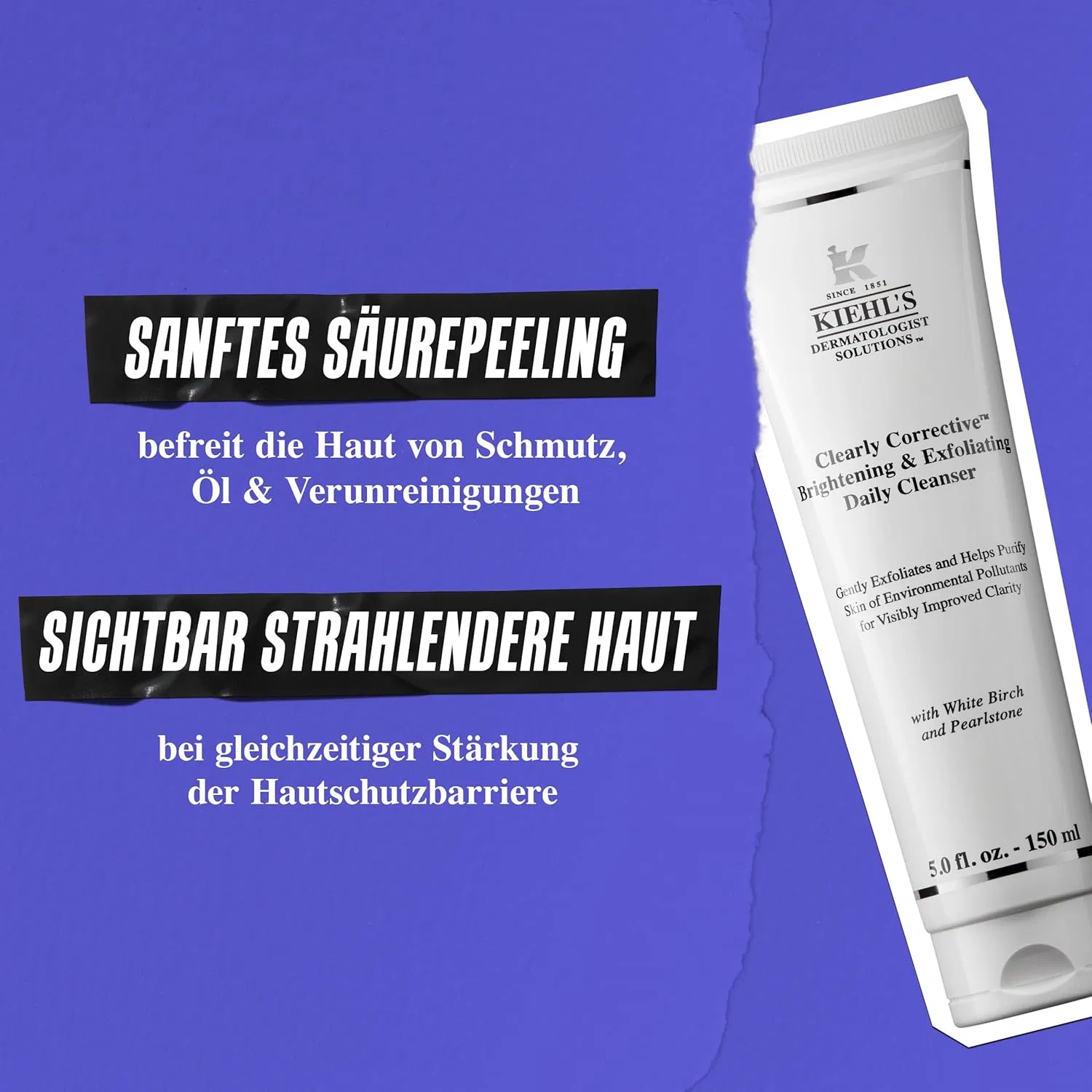 Крем для лица Kiehl's — Ежедневное осветляющее и отшелушивающее очищающее средство «Clearly Corrective» от, 150 мл — фото 3