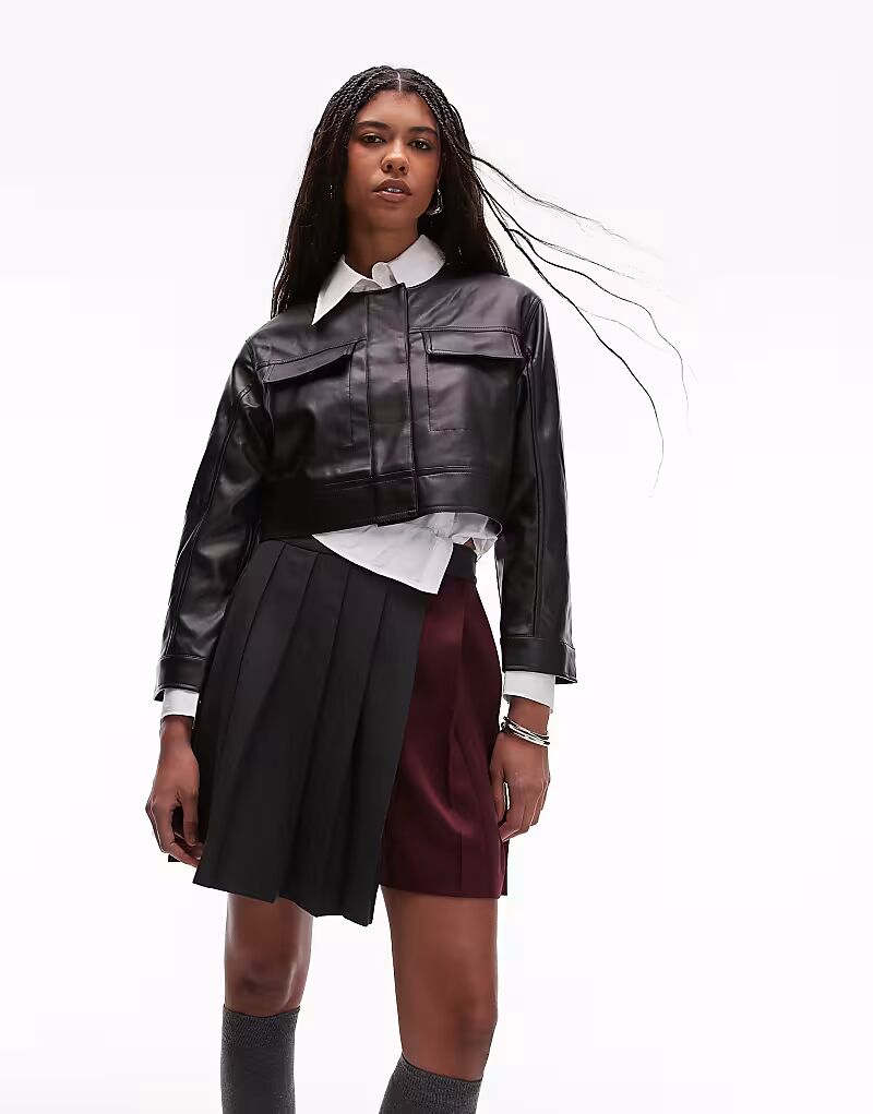 

Длинный килт из комбинированной ткани ASOS DESIGN бордового и серого цветов