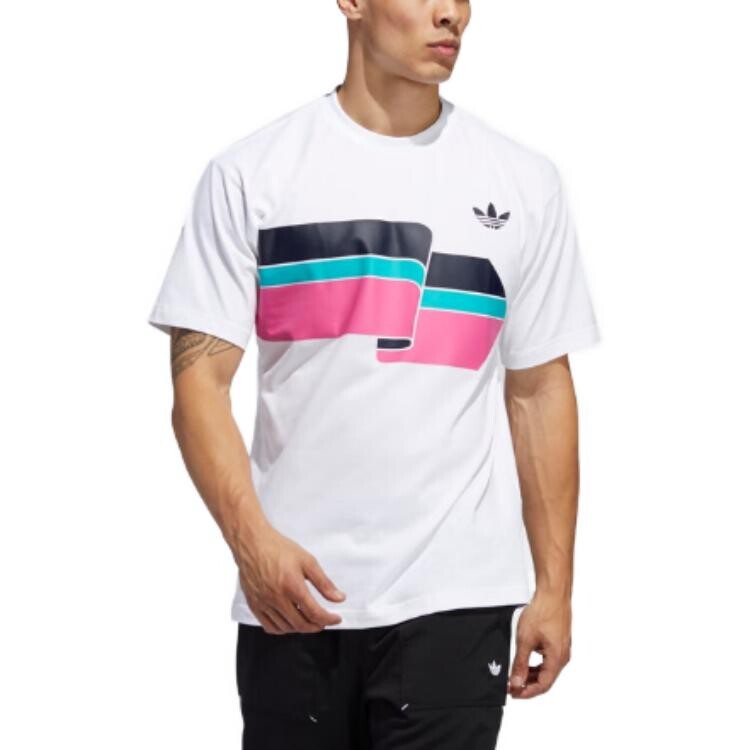 Футболка мужская белая/розовая Adidas Originals, белый — фото 3