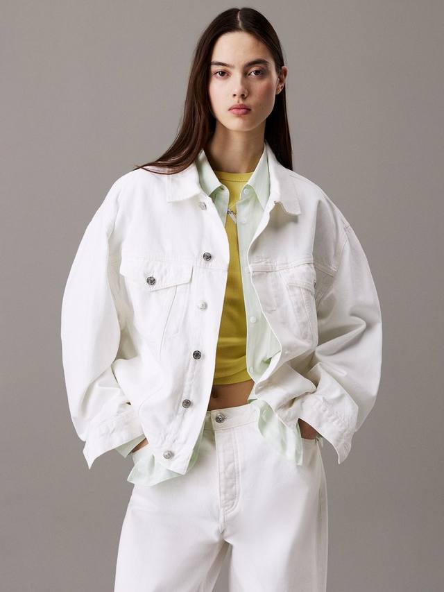 

Квадратная джинсовая куртка дальнобойщика Calvin Klein, светло-синий