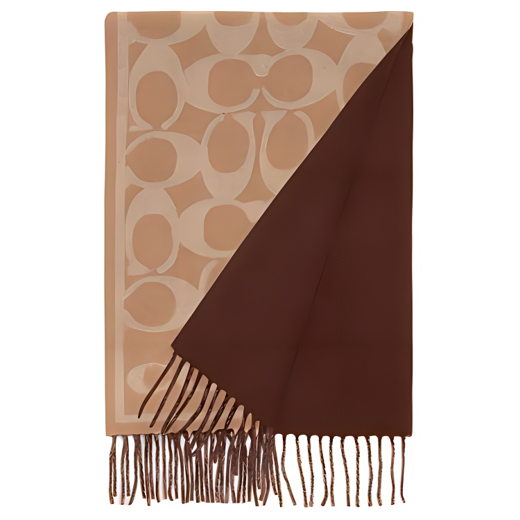 

COACH Кашемировый вязаный шарф унисекс светло-коричневый/коричневый, Light Umber/Brown