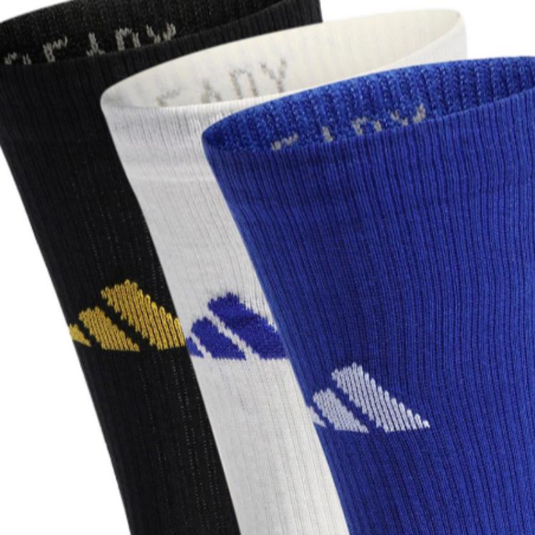 Носки до середины икры Унисекс 3 пары Adidas, 3 пары (Белый+Полуфлуоресцентный синий+Чёрный) — фото 4