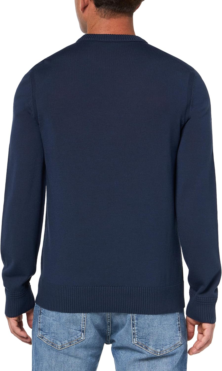 Свитер BOSS из шерстяной смеси с маленьким логотипом, Blueberry Blue — фото 2