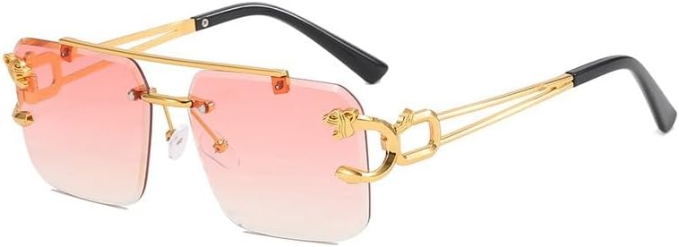 

100 штук солнцезащитных очков без оправы из золотистого цинкового сплава с двойной перемычкой, 7 цветов, оптовая продажа, защита от УФ-излучения UV400 ENSARJOE, 1pc-pink