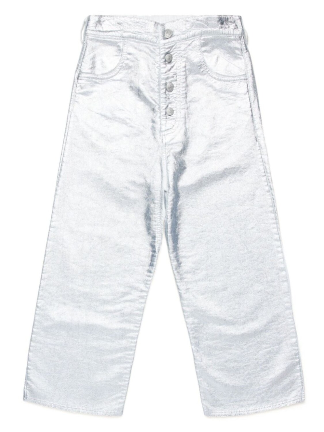 

MM6 Maison Margiela Kids прямые брюки с эффектом металлик, серебристый