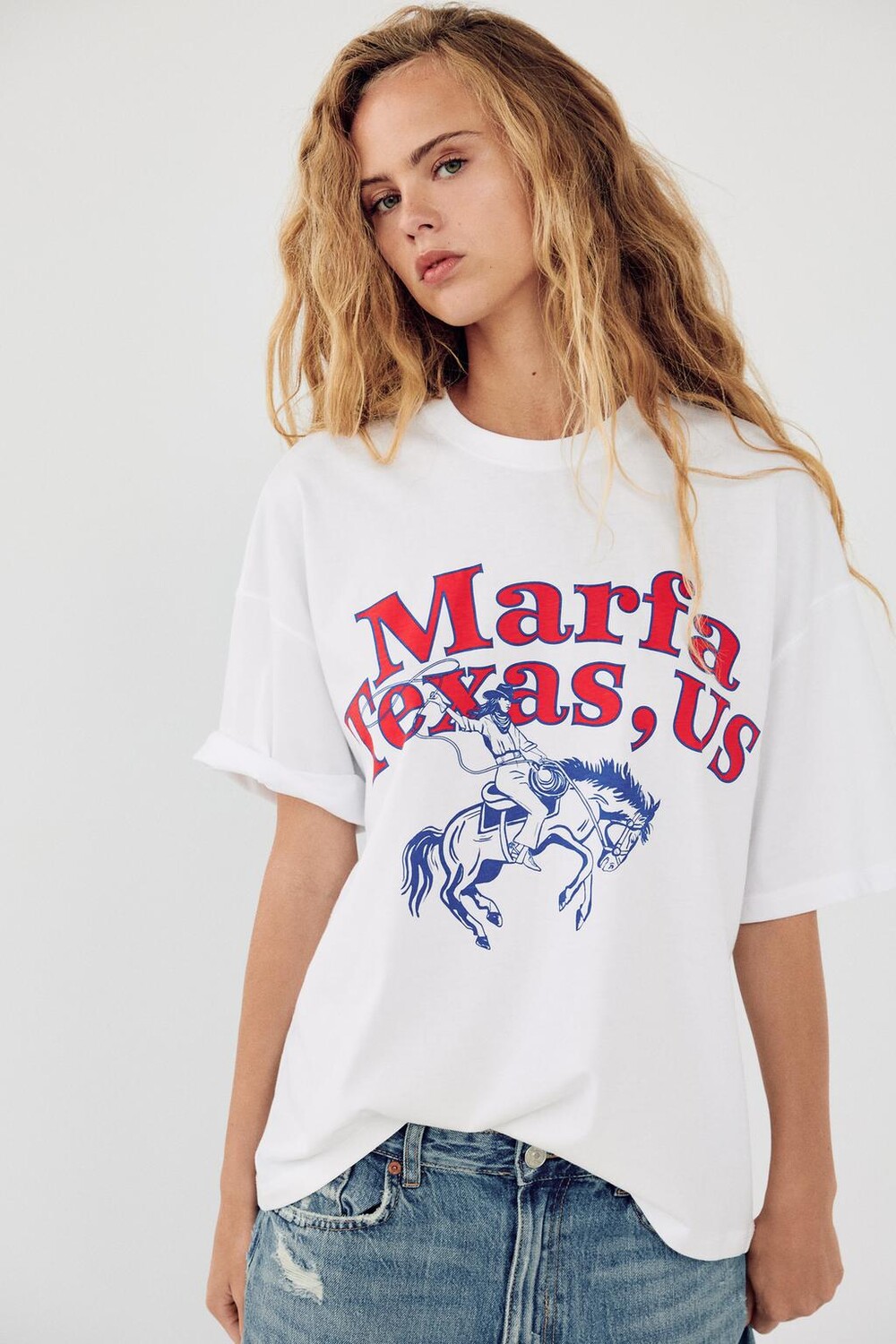 

Футболка с принтом слоганов ZARA, белый