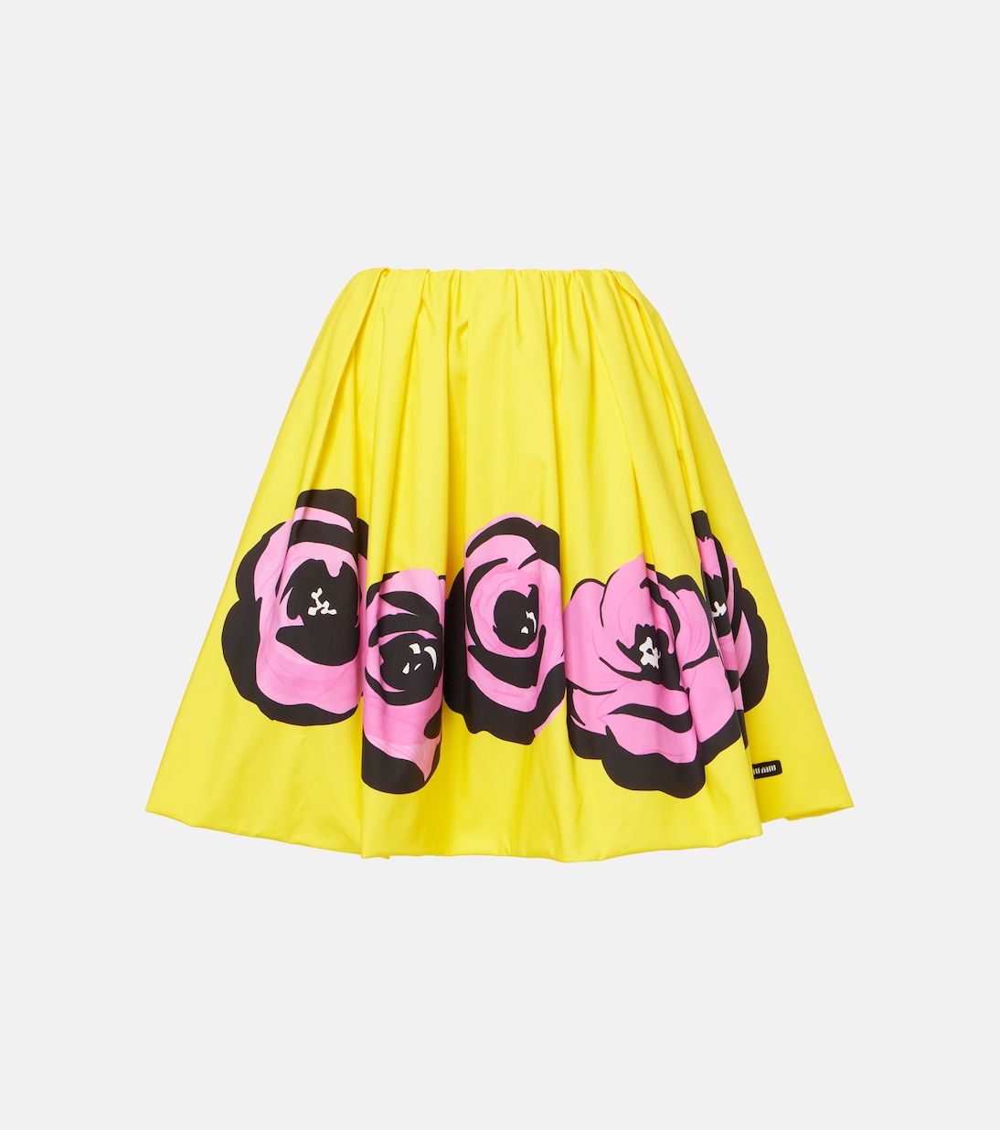 

Юбка миди из поплина и джерси с цветочным принтом Miu Miu, Giallo + Pink