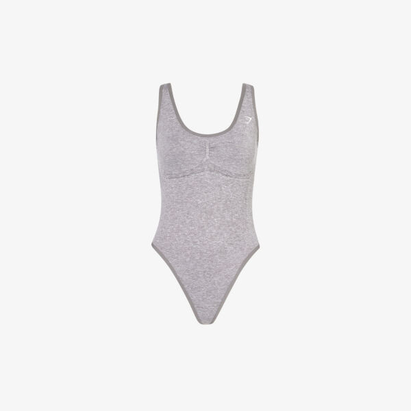 

Lift бесшовное боди эластичной вязки с логотипом Gymshark, серый
