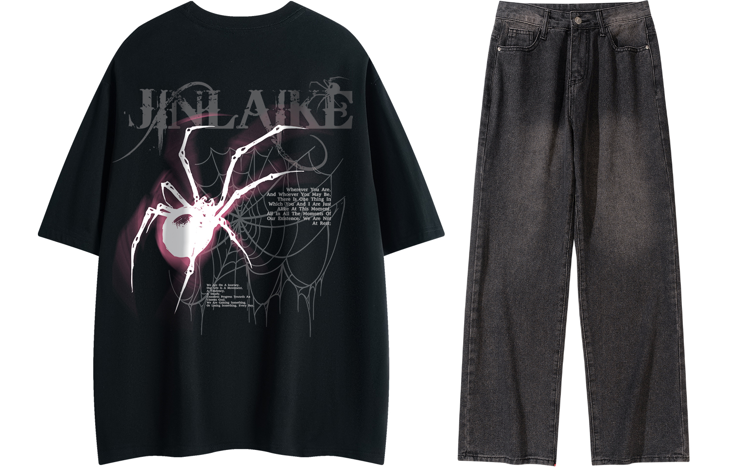 

Повседневная спортивная одежда унисекс Kinglake, Navy Blue T-Shirt+Black Jeans