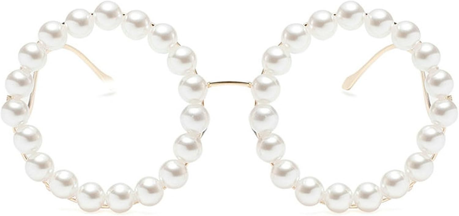 

Женские солнцезащитные очки COTIA с круглыми очками и жемчужным блеском, модные, большого размера, ручной работы, элегантные, в стиле ретро, ​​для вечеринок, модель W37, Clear