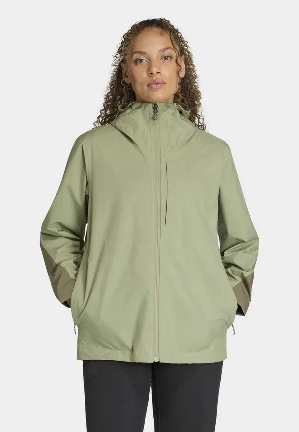 Куртка Adidas Terrex W mt 2.5l r j hardshell jacket, цвет хаки-оливковый — фото 2