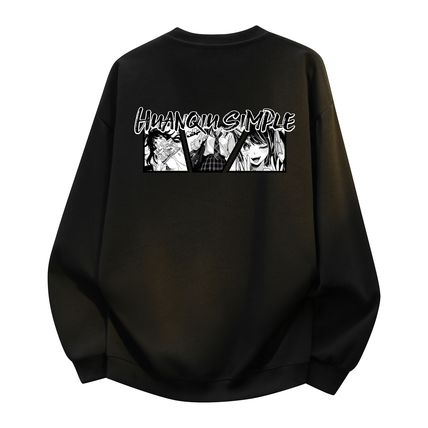 

Свитшот с круглым вырезом Unisex HUANQIU, черный (fleece-lined)