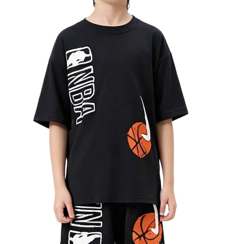 Футболка детская Nike Kids T Shirts Crew Neck Moderate Stretch черный