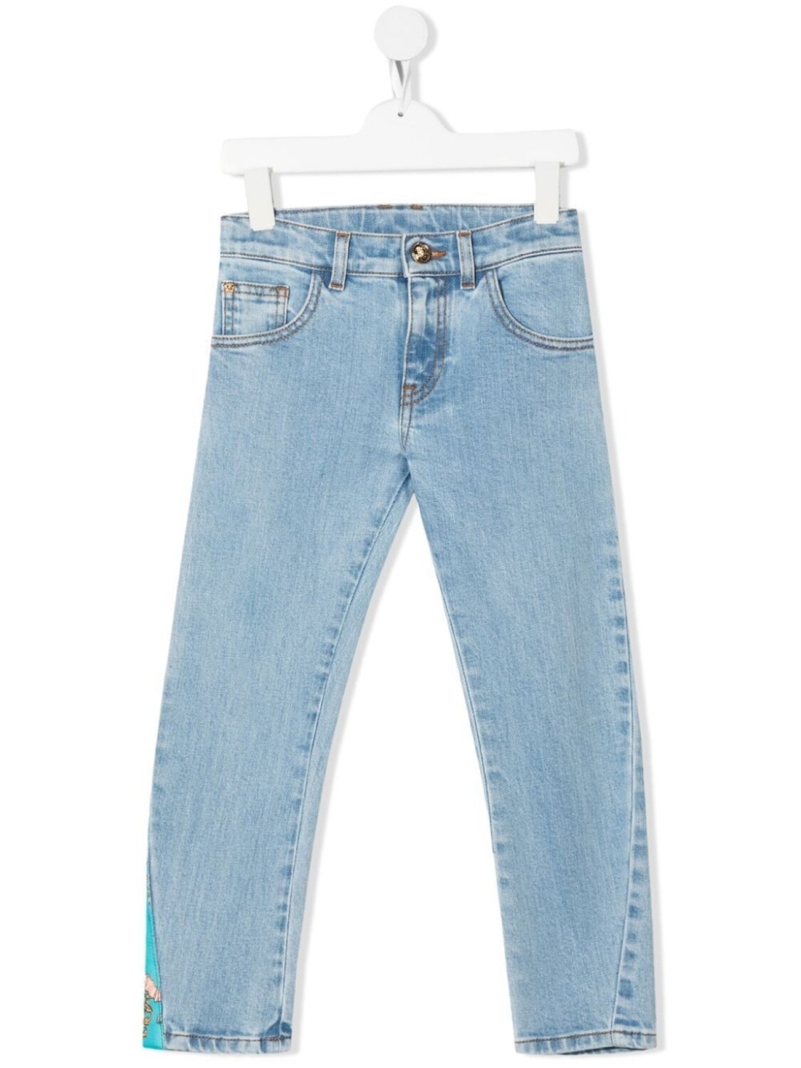 

Versace Kids прямые джинсы Barocco в технике пэчворк, синий