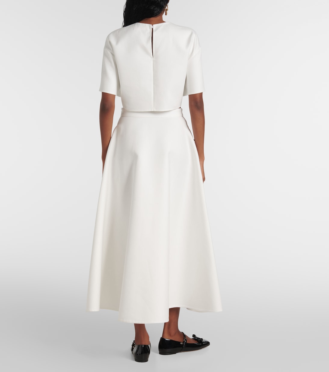 Укороченный топ из хлопкового габардина VGold Valentino, Bianco — фото 3