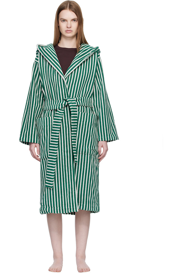 

Tekla Зелено-Белый махровый халат с капюшоном