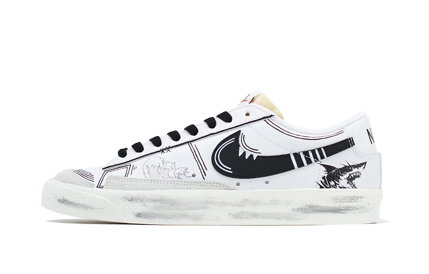 

Скейтборд-кроссовки Blazer Studio унисекс с низким верхом, белый/черный Nike