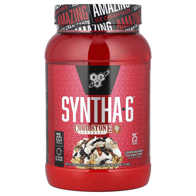 

BSN, Syntha-6, Cold Stone Creamery, со вкусом печенья Cookie Doughn't You Want Some, 1,17 кг