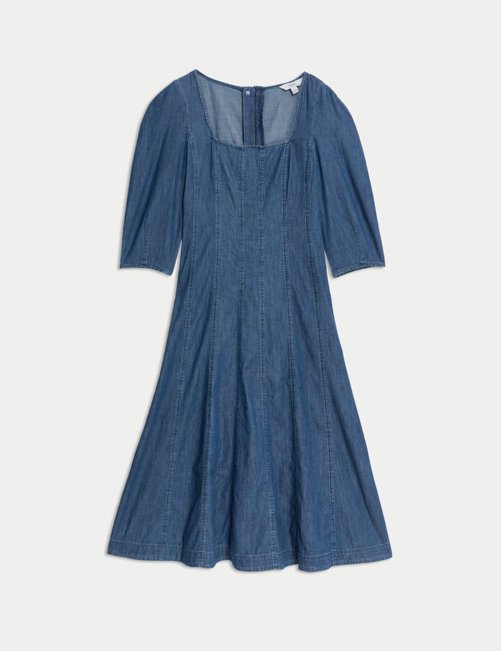 

Платье-миди из чистого хлопка с квадратным вырезом Marks & Spencer, цвет Denim