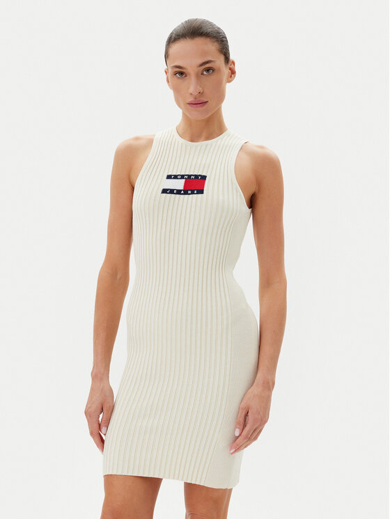 

Облегающее трикотажное платье DW0DW20877 Tommy Jeans, экрю