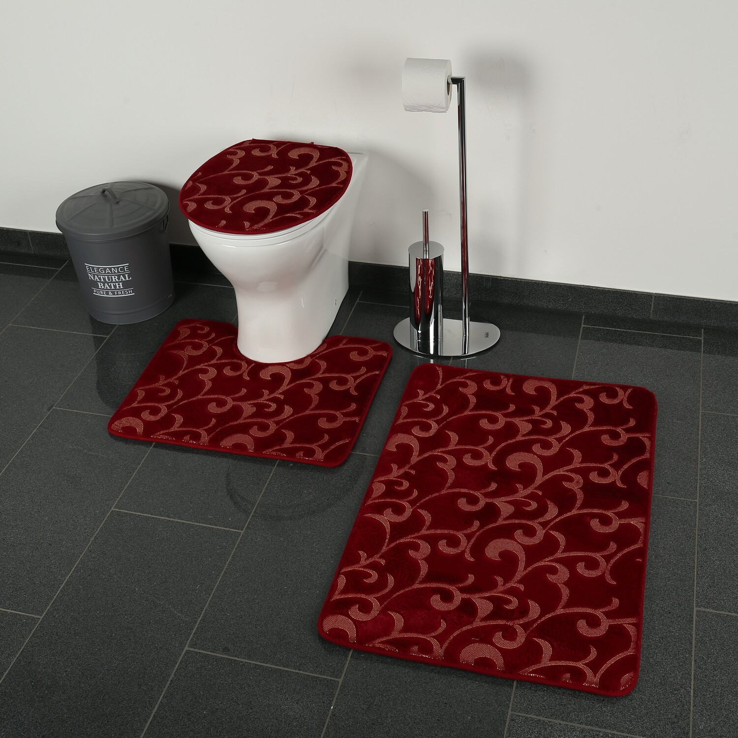 

Коврик для ванной Zellerfeld 3 teilig Bad Matte Dusche Set Rutsch Stand Bad Matten, цвет Rot Gold
