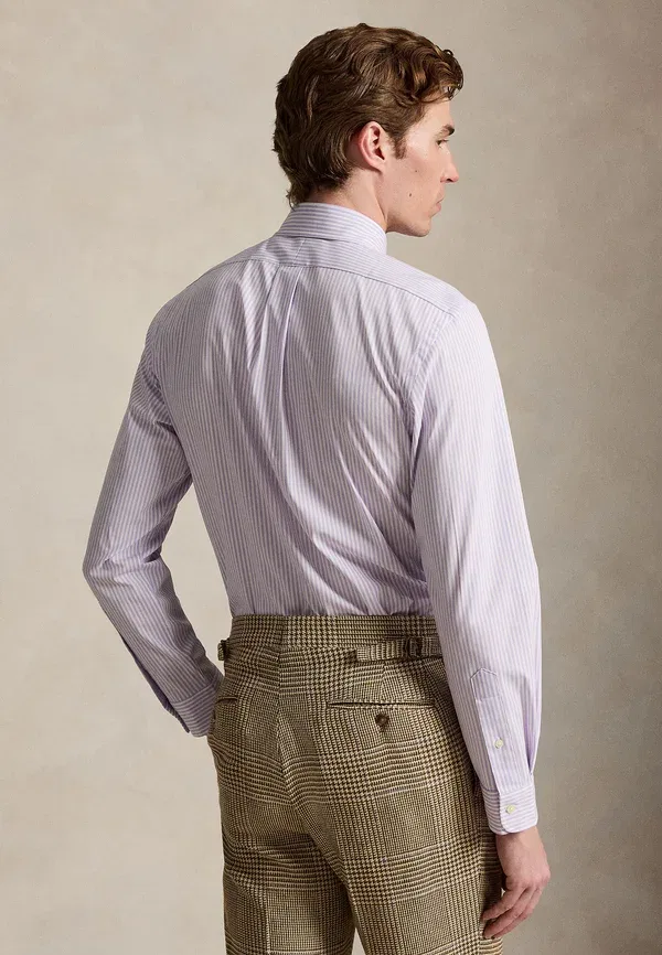 Рубашка Polo Ralph Lauren Custom Fit Striped Stretch Poplin Shirt, пудрово-фиолетовый/белый — фото 3