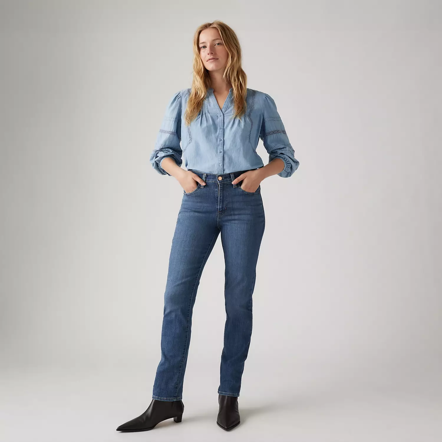 

724 узкие прямые женские джинсы с высокой посадкой Levi's, цвет Way Way Back - Medium Wash