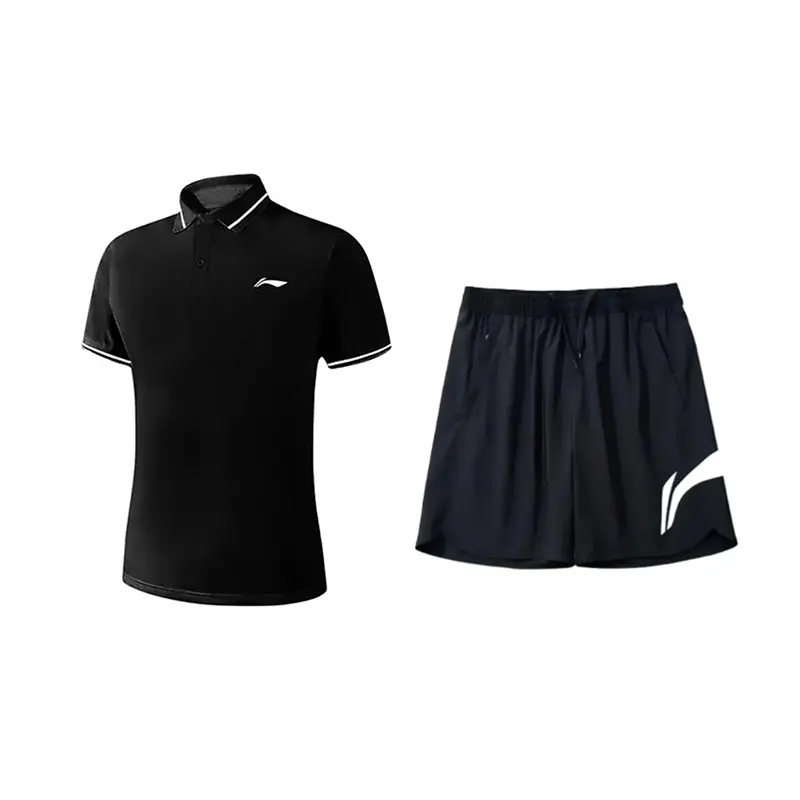 

Li-Ning Casual Sportswear Unisex, clothing sets[черный polo shirt+черный shorts]