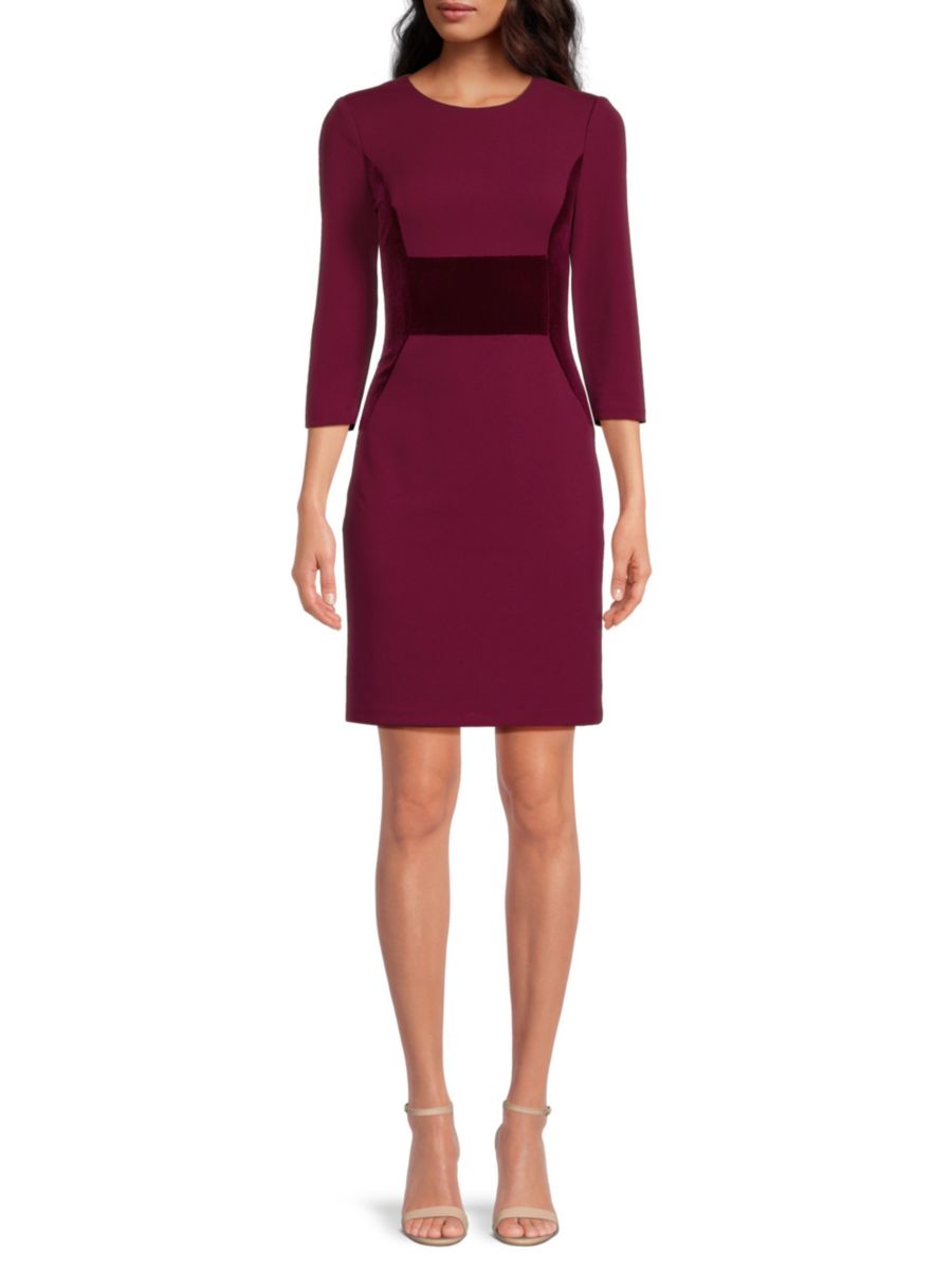 

Мини-платье с бархатной отделкой Vince Camuto, бордовый