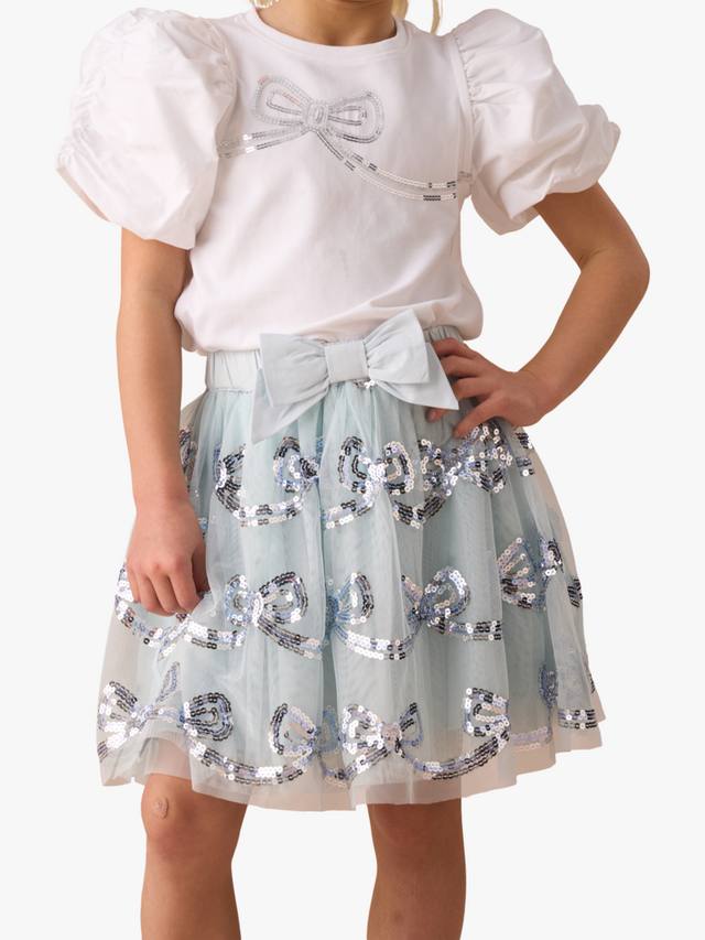 

Детская юбка с бантом и пайетками из сетки Angel & Rocket, Blue