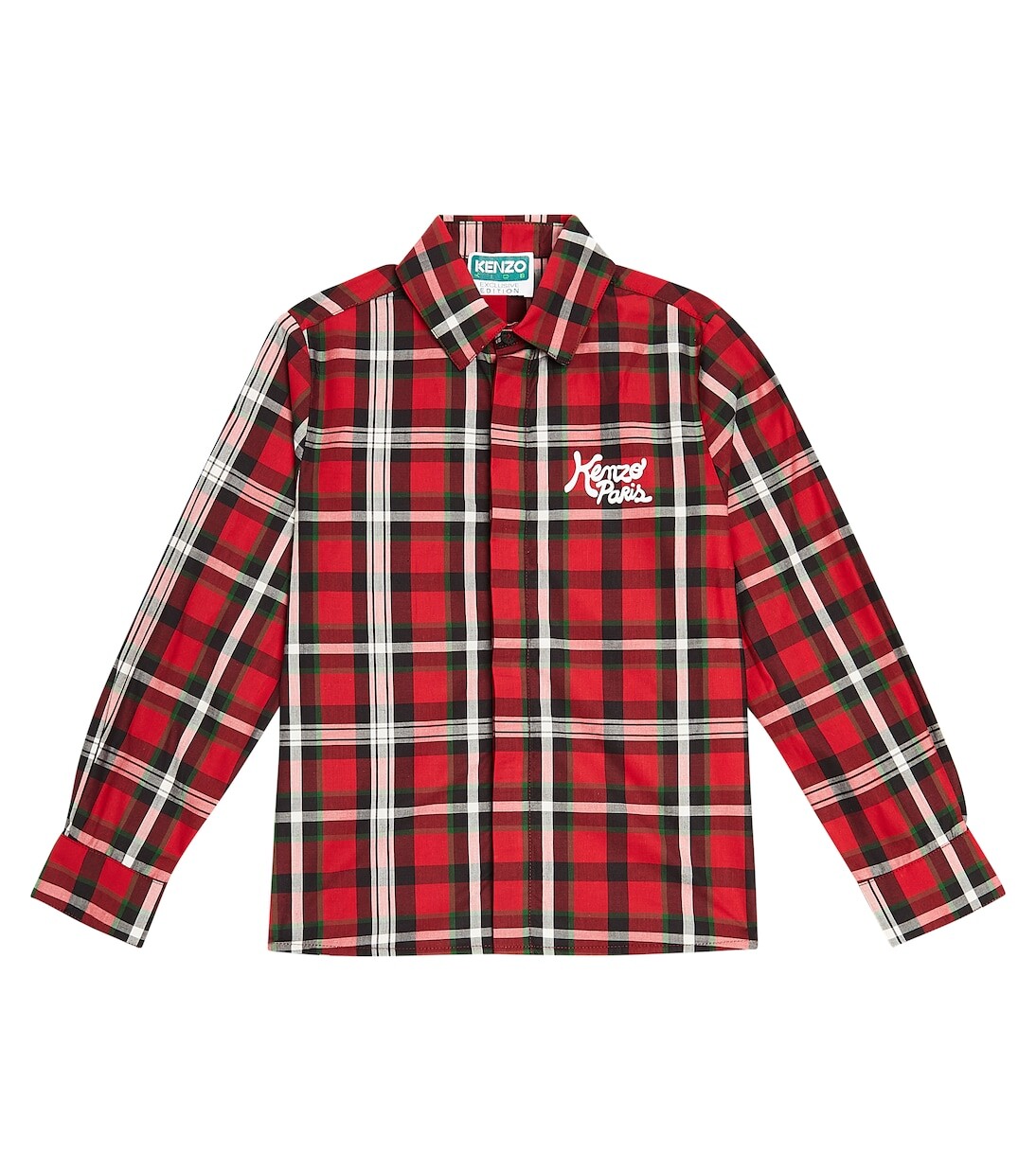 

Рубашка из хлопка с принтом в клетку Kenzo Kids, красный