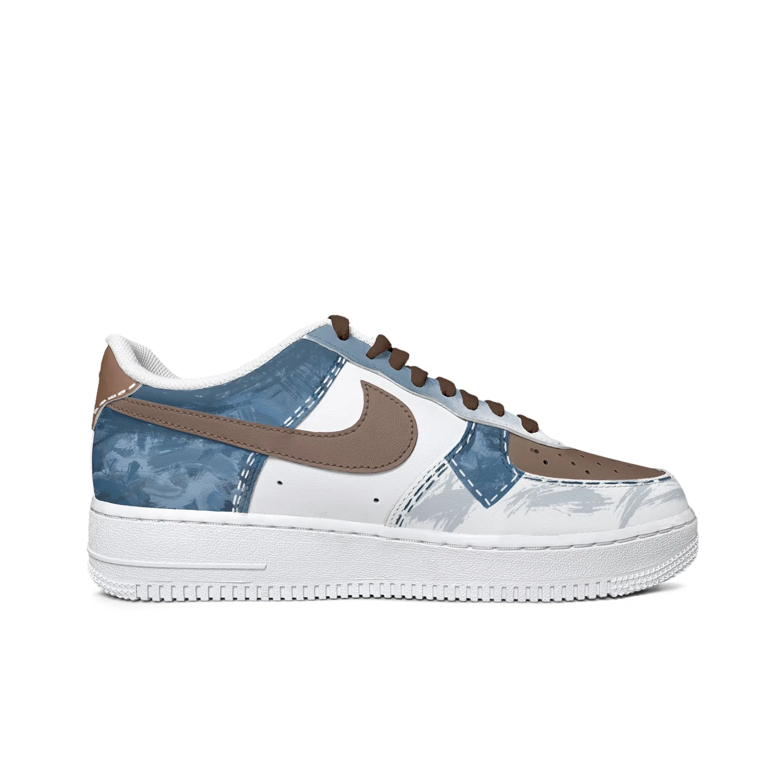 Кроссовки кожаные Nike Air Force 1 Low синие — фото 3