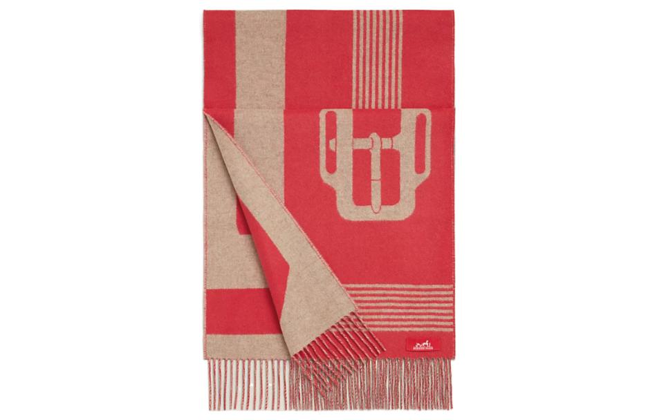 

Кашемировый шарф Hermes красный женский