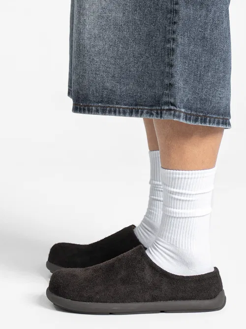 MONO18 Мюли из нубука Bronki Rough Cozy, серо-коричневые