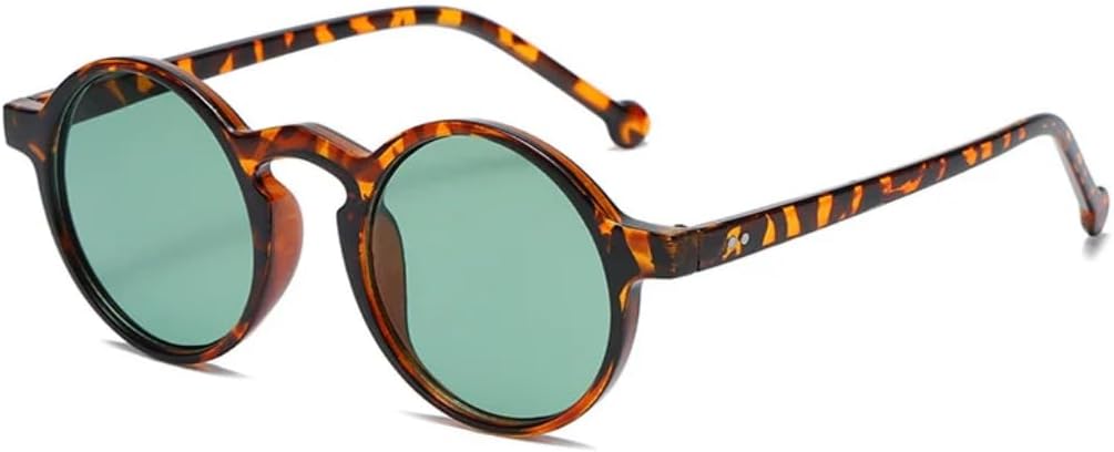 

Солнцезащитные очки для мужчин и женщин - защита UV400 - круглая оправа, леопардовый зеленый цвет, декоративные заклепки, идеально подходят для занятий спортом на открытом воздухе и вождения DSVIGF, C3leoaprd-green