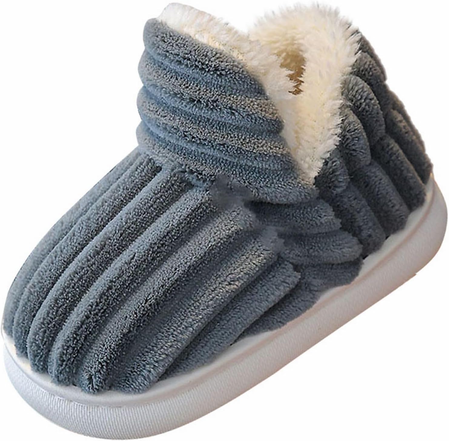 

Детские домашние тапочки-ботиночки на плоской подошве, уютные и стильные, зимние, мягкие, теплые, милые, с нескользящей толстой подошвой Generic, серый