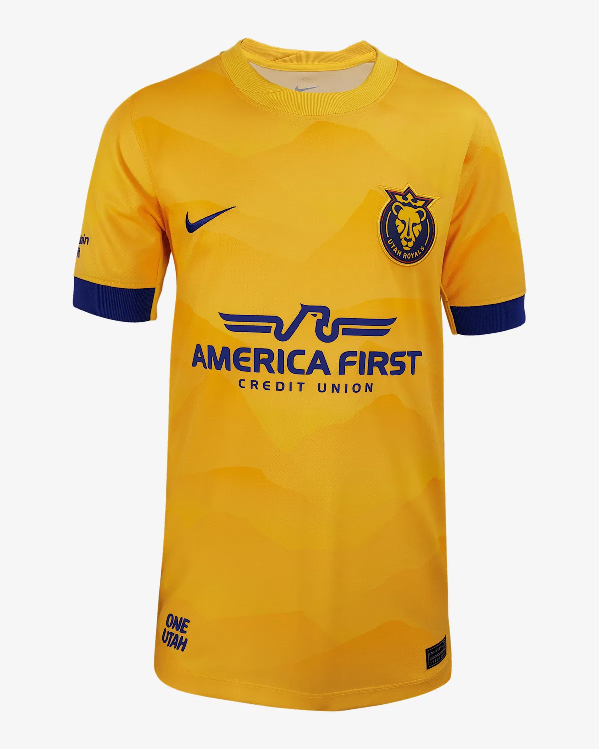 Большие детские Nike Dri-FIT NWSL Replica Jersey Utah Royals FC 2025 Stadium Home, Varsity Maize/University Gold