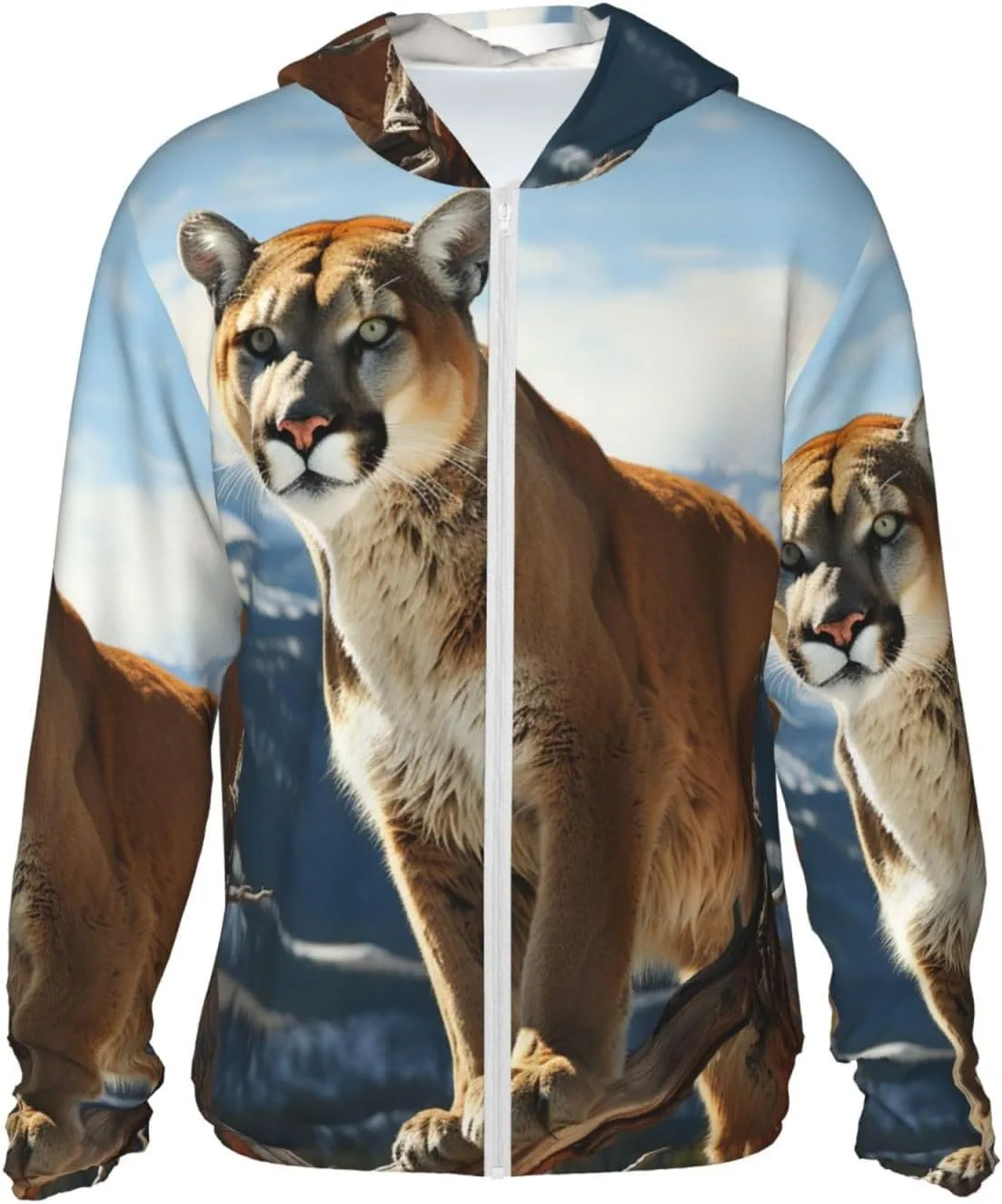 

Мужская толстовка с капюшоном UPF 50+ Animal Mountain Lion на молнии SDTYKHJ