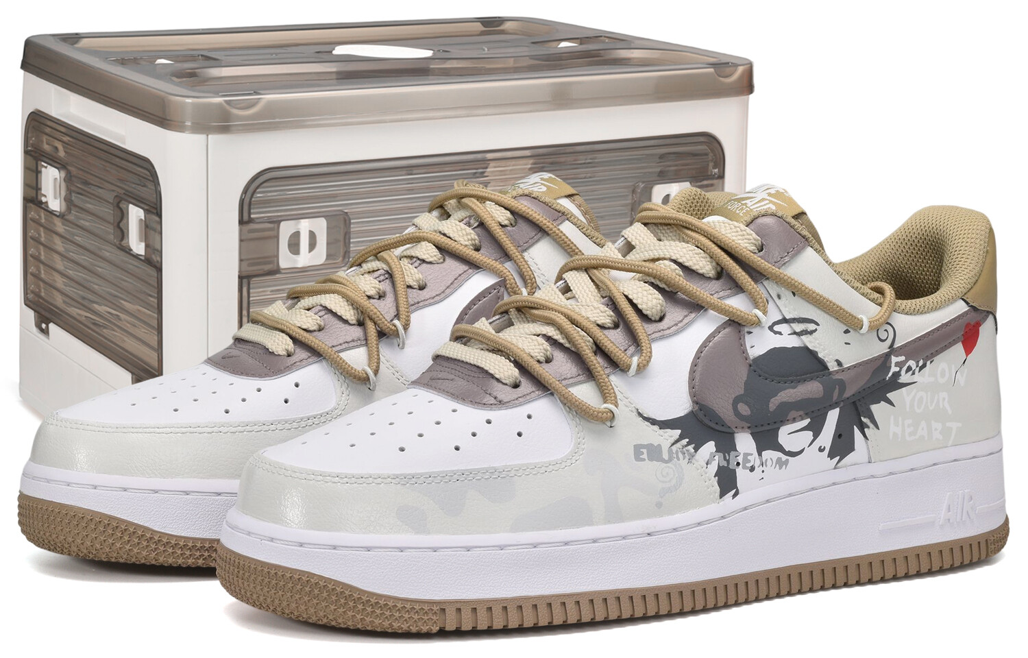 

Кроссовки Nike Air Force 1 Skateboard Shoes Men Low-Top White Gray Brown