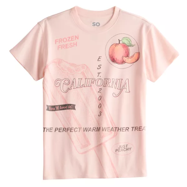 

Футболка с принтом oversize для девочек 7-20 лет с коротким рукавом в обычном и плюс размерах So, цвет just peachy treat