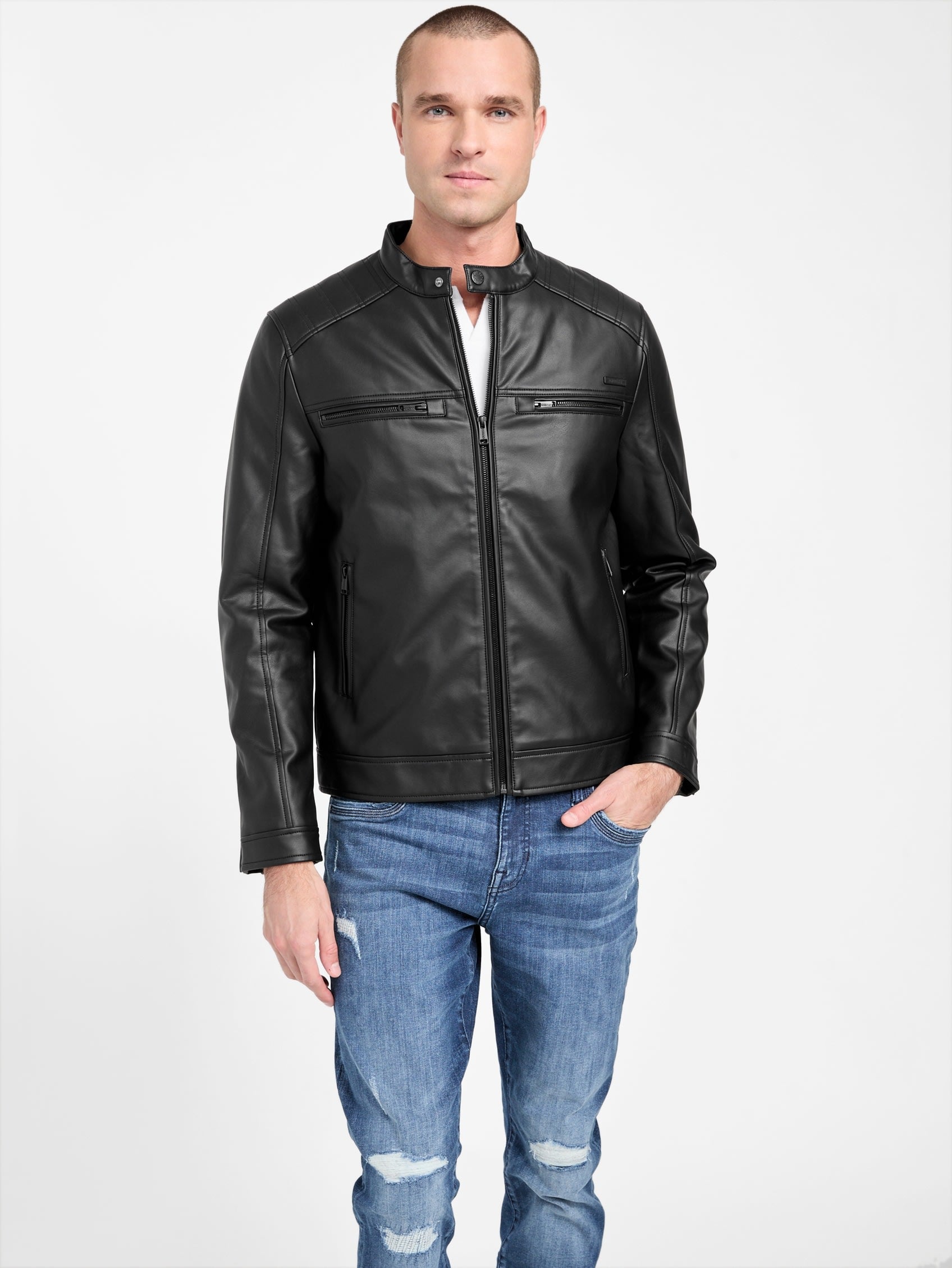 

Куртка Mack из искусственной кожи Moto Guess Factory, черный