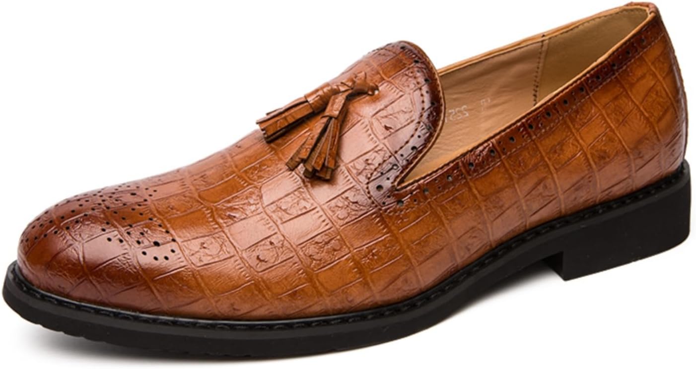 

Мужские кожаные лоферы с кисточками, слипоны, броги, с крыльями, с круглым носком, деловые туфли на низком ходу, комфортные, легкие, противоскользящие, туфли к смокингу для ходьбы, вождения, работы, свадьбы и вечеринок, пенни-лоферы Yrzhgdl, кор...