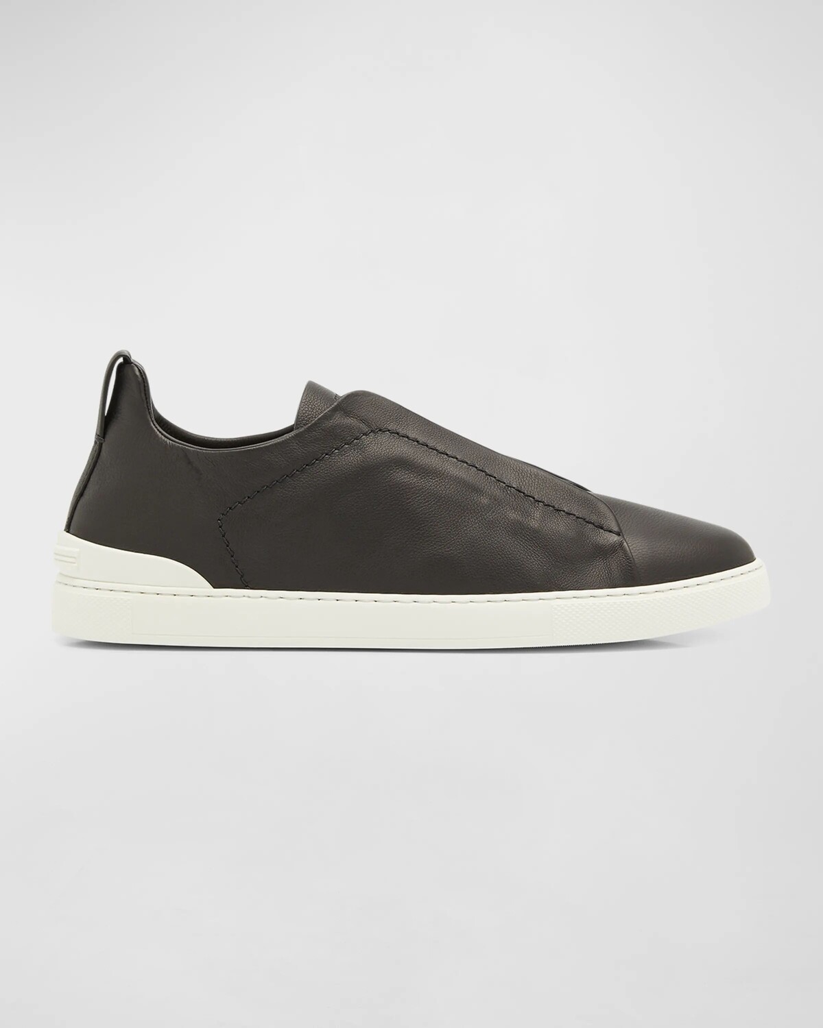 

Мужские кожаные слипоны с тройной строчкой SECONDSKIN ZEGNA, цвет Black