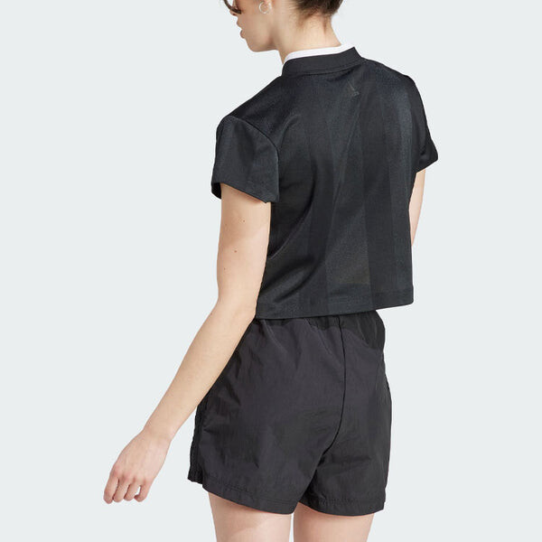 Футболка (WMNS) adidas Tiro Colorblock Crop T-Shirt 'Black', черный — фото 3