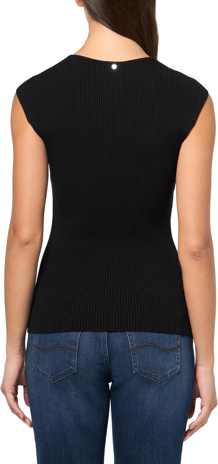 BOSS Женский топ Sweetheart Soft Ribbed, Black Carbon — фото 2