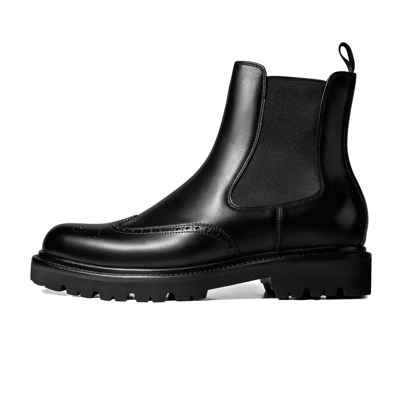 THOM WILLS Кожаные челси-ботинки brogue с вышивкой, черные — фото 3